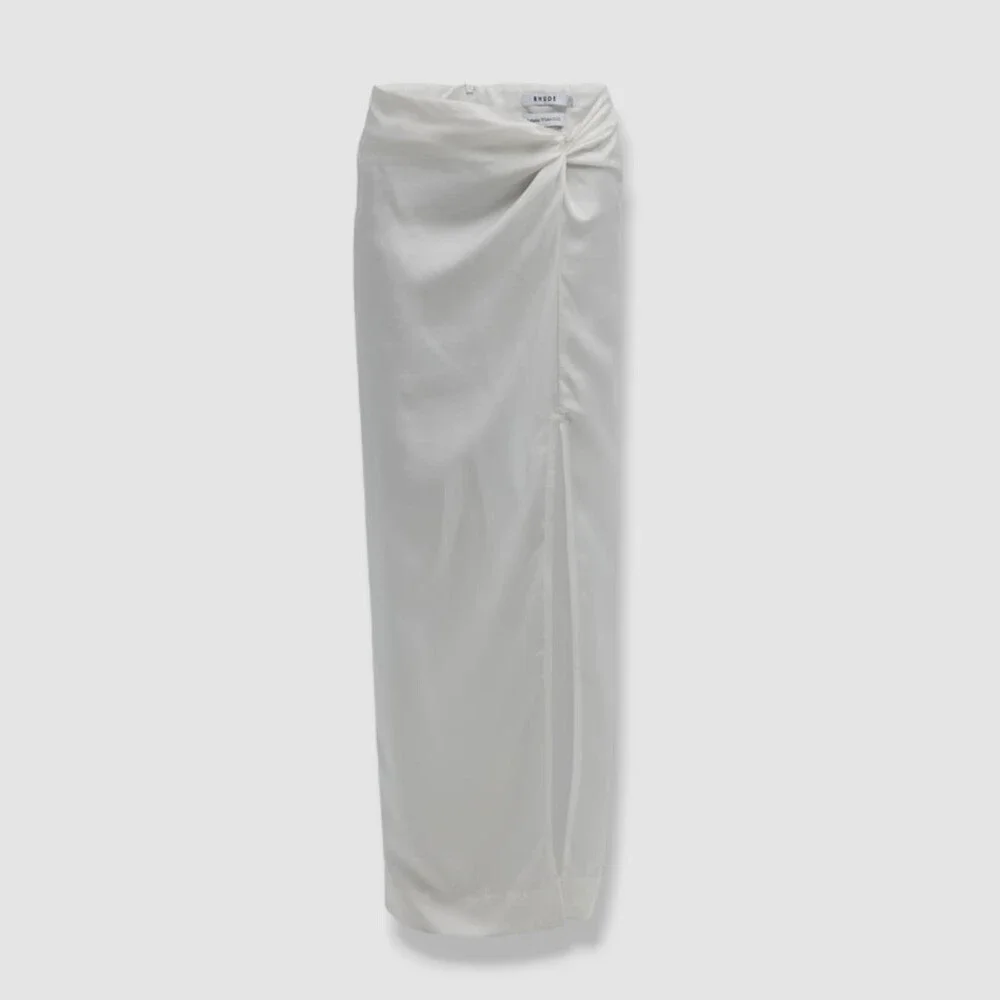 $1115 Rhude Women White Silk Draped Midi Skirt Skirt Size L - Picture 3 of 4